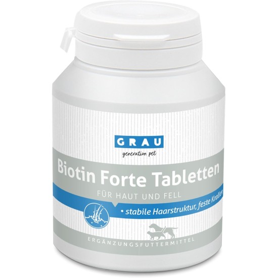 GRAU - The Original Biotin Forte Tablets, Smooth Fur and Strong Claws for Dogs and Cats, Pack of 1 (1 x 100 Pieces), Supplementary Feed for Dogs GRAU - The Original Biotin Forte Tablets, Smooth Fur and Strong Claws for Dogs and Cats, Pack of 1 (1 x 100 Pieces), Supplementary Feed for Dogs