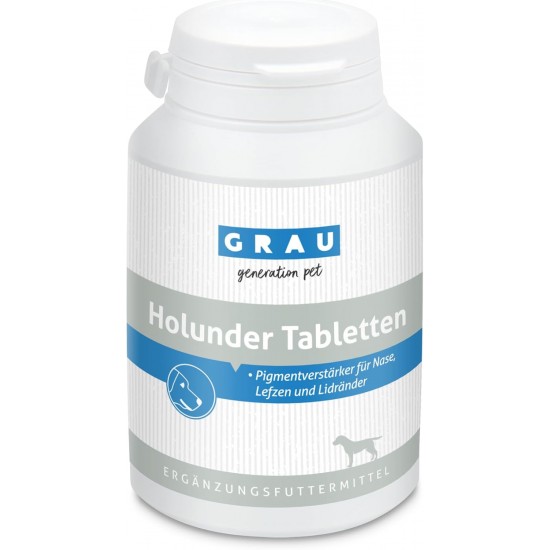 GRAU - The Original Elderberry Tablets for Pigmentation of Unhaired Skin 1 Pack (1 x 200 Pieces) Supplementary Feed for Dogs