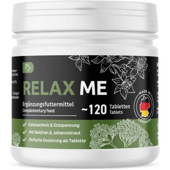 GreenPet - Relax Me, 120 Tablets - Sedative for Dogs, Extra Strong, for Anxiety, Stress, Car journeys & travelling - to soothe and relax, Valerian, St. John's Wort - Made in Germany GreenPet - Relax Me, 120 Tablets - Sedative for Dogs, Extra Strong, for Anxiety, Stress, Car journeys & travelling - to soothe and relax, Valerian, St. John's Wort - Made in Germany