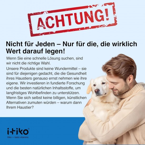 ITIKO Vitamins for Dogs, Delicious Dog Soothing Food Supplement, Calming Agent for Dogs, Improvement of the Nervous System, Bark-Inhibiting, L-Tryptophan ITIKO Vitamins for Dogs, Delicious Dog Soothing Food Supplement, Calming Agent for Dogs, Improvement of the Nervous System, Bark-Inhibiting, L-Tryptophan