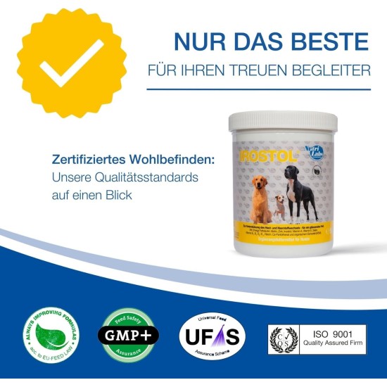 Irostol® Pellets for Dogs 500 g - Dog Dietary Supplement with MSM, Biotin & Omega Fatty Acids - Important Dog Vitamins & Dog Minerals - Dog Supplementary Food Irostol® Pellets for Dogs 500 g - Dog Dietary Supplement with MSM, Biotin & Omega Fatty Acids - Important Dog Vitamins & Dog Minerals - Dog Supplementary Food