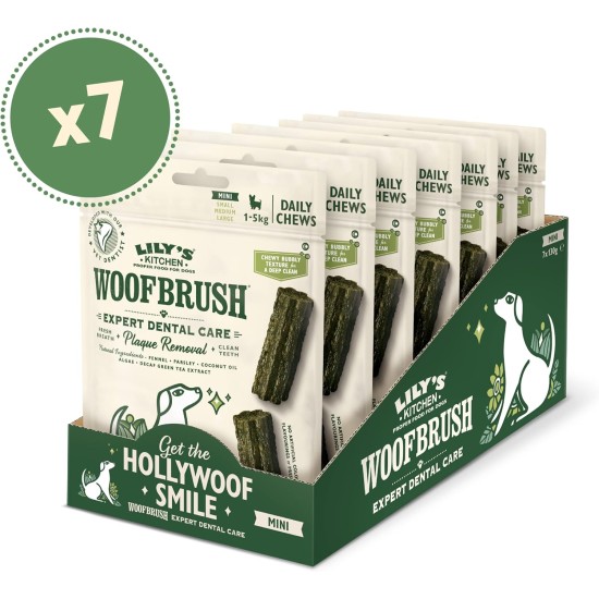 Lily's Kitchen Woofbrush Natural Treats for Adult Dogs Dental Care Chew Snack - Medium Dog (1 Pack of 7 Chews - 28 g) Lily's Kitchen Woofbrush Natural Treats for Adult Dogs Dental Care Chew Snack - Medium Dog (1 Pack of 7 Chews - 28 g)