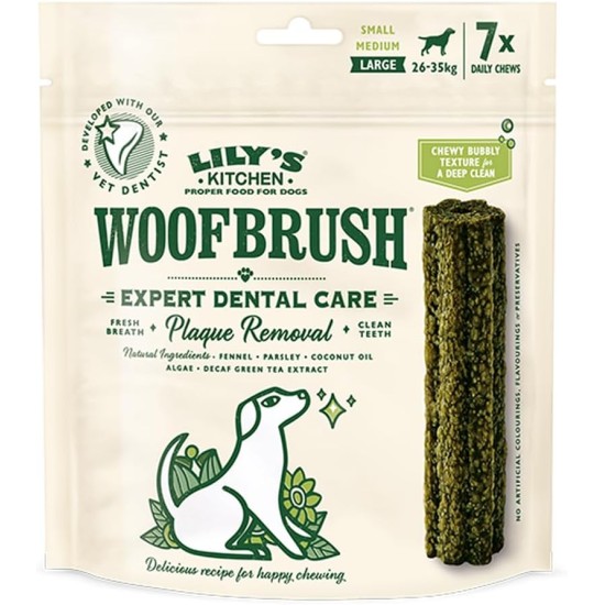 Lily's Kitchen Woofbrush Natural Treats for Adult Dogs Dental Care Chew Snack - Medium Dog (1 Pack of 7 Chews - 28 g) Lily's Kitchen Woofbrush Natural Treats for Adult Dogs Dental Care Chew Snack - Medium Dog (1 Pack of 7 Chews - 28 g)