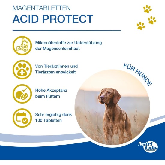 NutriLabs Acid Protect® Chewable Tablets for Dogs Pack of 100 - Gastric Herb Tablets with Montmorillonite, Psyllium, Marshmallow, Zinc, etc. - Health Products for Dogs - Food Supplement Dog NutriLabs Acid Protect® Chewable Tablets for Dogs Pack of 100 - Gastric Herb Tablets with Montmorillonite, Psyllium, Marshmallow, Zinc, etc. - Health Products for Dogs - Food Supplement Dog