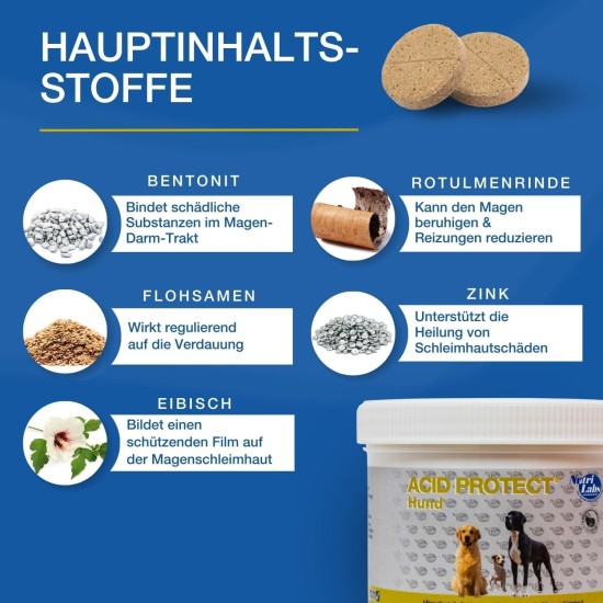 NutriLabs Acid Protect® Chewable Tablets for Dogs Pack of 100 - Gastric Herb Tablets with Montmorillonite, Psyllium, Marshmallow, Zinc, etc. - Health Products for Dogs - Food Supplement Dog NutriLabs Acid Protect® Chewable Tablets for Dogs Pack of 100 - Gastric Herb Tablets with Montmorillonite, Psyllium, Marshmallow, Zinc, etc. - Health Products for Dogs - Food Supplement Dog
