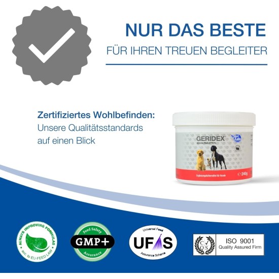 NutriLabs Geridex® Tablets for Senior Dogs Pack of 250 - Senior Tablets for Dogs with Glucosamine, Hawthorn and Much More - Dog Dietary Supplement - Devil's Claw Tablets - MSM Dog NutriLabs Geridex® Tablets for Senior Dogs Pack of 250 - Senior Tablets for Dogs with Glucosamine, Hawthorn and Much More - Dog Dietary Supplement - Devil's Claw Tablets - MSM Dog
