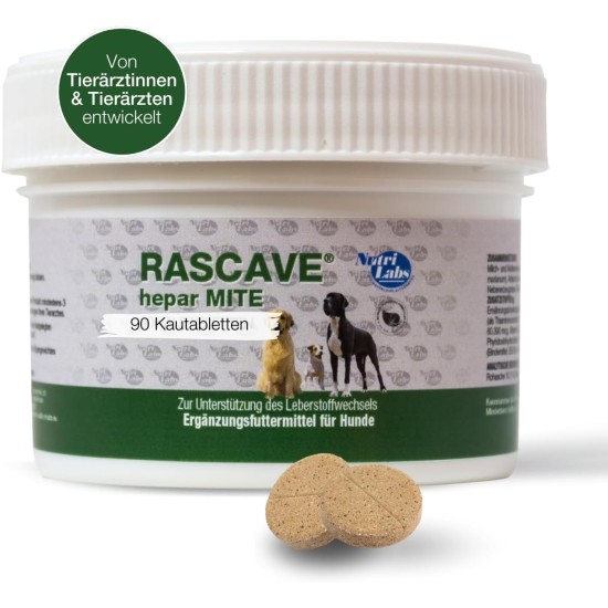NutriLabs Rascave Hepar Mite Tablets for Dogs Pack of 90 - Liver Tablets - B Vitamins for Dogs - Health Products for Dogs - Dietary Supplement Dog - Liver Complex NutriLabs Rascave Hepar Mite Tablets for Dogs Pack of 90 - Liver Tablets - B Vitamins for Dogs - Health Products for Dogs - Dietary Supplement Dog - Liver Complex
