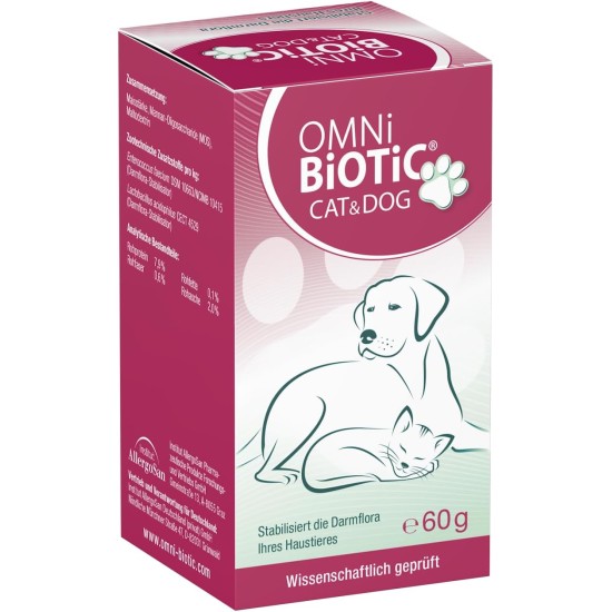 OMNi BiOTiC CAT & DOG | 60g | 2 Bacterial Strains | Up to 7.5 Billion Germs Per Daily Dose | Powder | Probiotic Supplementary Food for Dogs and Cats OMNi BiOTiC CAT & DOG | 60g | 2 Bacterial Strains | Up to 7.5 Billion Germs Per Daily Dose | Powder | Probiotic Supplementary Food for Dogs and Cats