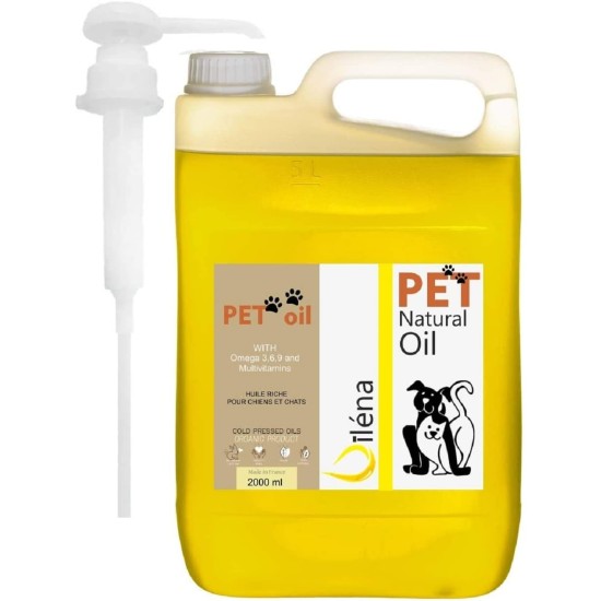 Oïléna - Organic 6-in-1 Pet Oil | Rich in Omega 3, 6, 9 and Vitamin E | Supports Immune System and Energy | For Healthy Skin and Coat | Ideal for Dogs and Cats of All Ages 2000ml