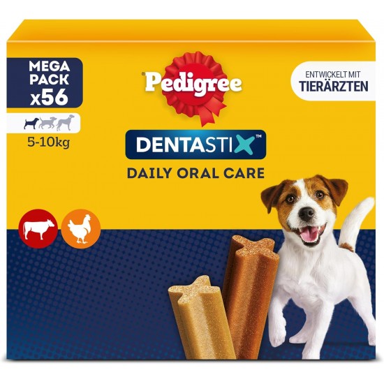 Pedigree DentaStix Daily Oral Care Small Dog Dental Treat - Chicken & Beef Flavoured Dog Treats for Every Day - 1 x 56 Pieces Pedigree DentaStix Daily Oral Care Small Dog Dental Treat - Chicken & Beef Flavoured Dog Treats for Every Day - 1 x 56 Pieces