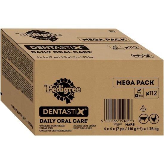 Pedigree DentaStix Daily Oral Care dental care snack for large dogs - dog treats with chicken & beef flavor for every day - 1 x 112 pieces (packaging may vary) Pedigree DentaStix Daily Oral Care dental care snack for large dogs - dog treats with chicken & beef flavor for every day - 1 x 112 pieces (packaging may vary)