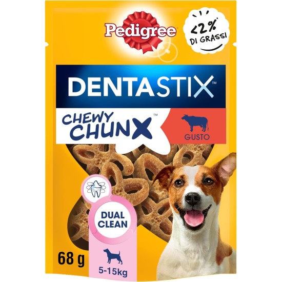 Pedigree Dentastix Chewy Chunx Beef Tooth Snack for Small Dogs, 5 Bags of 68g Pedigree Dentastix Chewy Chunx Beef Tooth Snack for Small Dogs, 5 Bags of 68g