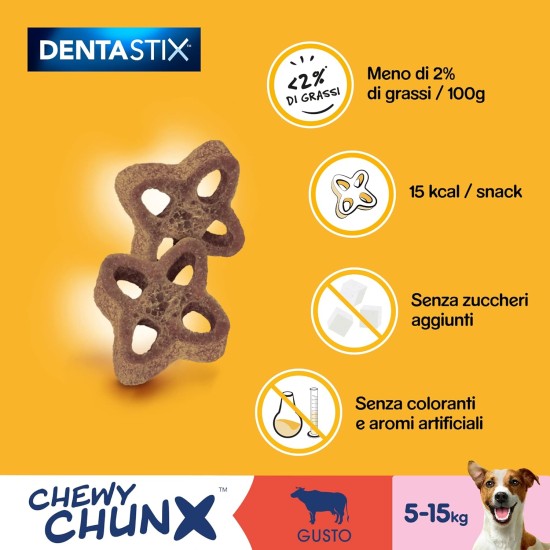 Pedigree Dentastix Chewy Chunx Beef Tooth Snack for Small Dogs, 5 Bags of 68g Pedigree Dentastix Chewy Chunx Beef Tooth Snack for Small Dogs, 5 Bags of 68g