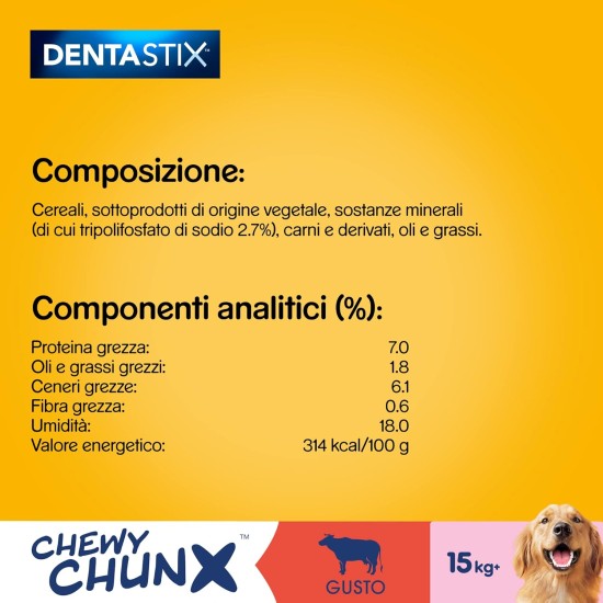 Pedigree Dentastix Chewy Chunx Beef Tooth Snack for Small Dogs, 5 Bags of 68g Pedigree Dentastix Chewy Chunx Beef Tooth Snack for Small Dogs, 5 Bags of 68g