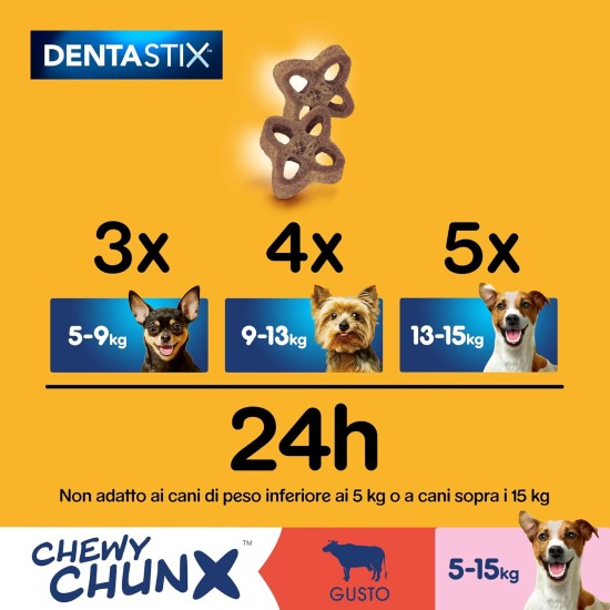 Pedigree Dentastix Chewy Chunx Beef Tooth Snack for Small Dogs, 5 Bags of 68g Pedigree Dentastix Chewy Chunx Beef Tooth Snack for Small Dogs, 5 Bags of 68g