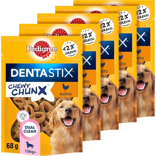 Pedigree Dentastix Chewy Chunx Beef Tooth Snack for Small Dogs, 5 Bags of 68g Pedigree Dentastix Chewy Chunx Beef Tooth Snack for Small Dogs, 5 Bags of 68g