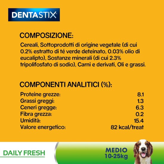 Pedigree Dentastix Fresh 112 Snacks for Oral Hygiene (Medium Dog 10-25kg) 180g 28 Pieces - 4 Packs of 28 (Total 112 Pieces) Pedigree Dentastix Fresh 112 Snacks for Oral Hygiene (Medium Dog 10-25kg) 180g 28 Pieces - 4 Packs of 28 (Total 112 Pieces)