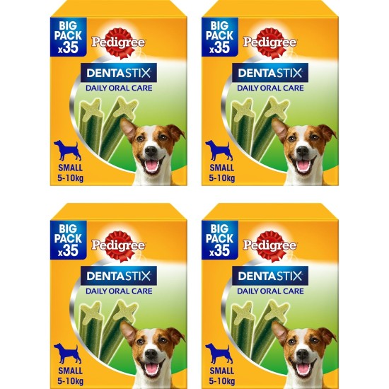 Pedigree Dentastix Fresh 140 Snack for Oral Hygiene (Small Dog 5-10 kg) 550 g 35 Pieces - 4 Packs of 35 (140 Total) Pedigree Dentastix Fresh 140 Snack for Oral Hygiene (Small Dog 5-10 kg) 550 g 35 Pieces - 4 Packs of 35 (140 Total)