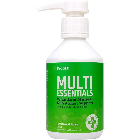 Pet MD Multi Essentials Complete Multivitamin for Dogs and Cats, Vitamin B for Dogs, Cat Vitamins, Multivitamin for Dogs, Calcium Additive for Dogs, Vitamins for Older Dogs and Puppies, 250 ml Pet MD Multi Essentials Complete Multivitamin for Dogs and Cats, Vitamin B for Dogs, Cat Vitamins, Multivitamin for Dogs, Calcium Additive for Dogs, Vitamins for Older Dogs and Puppies, 250 ml