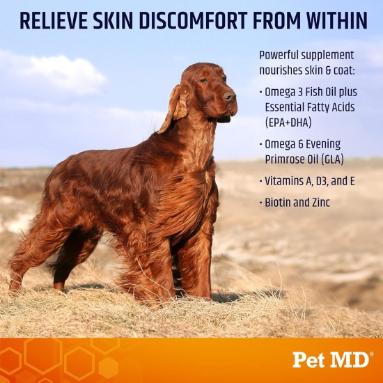 Pet MD Omega 3 for Dogs and Cats, Cod Liver Oil + Salmon Oil for Dogs, Fur and Skin Care for Cats, Vitamins for Dogs, Liquid Fish Oil for Cats - Anti-Inflammatory for Dogs, 250 ml Pet MD Omega 3 for Dogs and Cats, Cod Liver Oil + Salmon Oil for Dogs, Fur and Skin Care for Cats, Vitamins for Dogs, Liquid Fish Oil for Cats - Anti-Inflammatory for Dogs, 250 ml