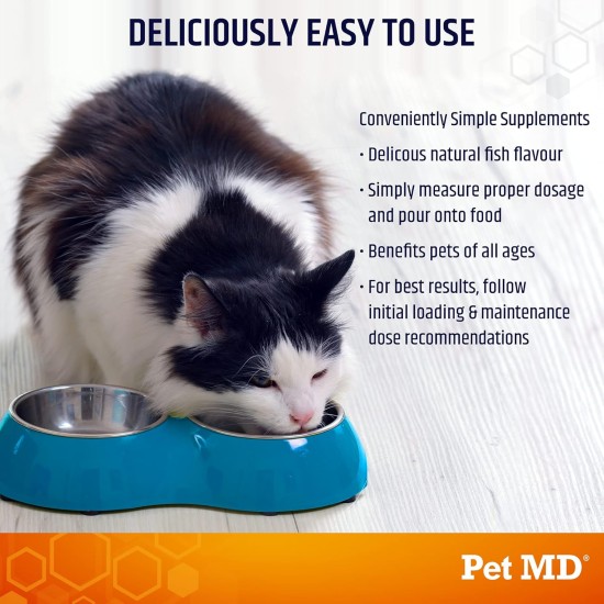Pet MD Omega 3 for Dogs and Cats, Cod Liver Oil + Salmon Oil for Dogs, Fur and Skin Care for Cats, Vitamins for Dogs, Liquid Fish Oil for Cats - Anti-Inflammatory for Dogs, 250 ml Pet MD Omega 3 for Dogs and Cats, Cod Liver Oil + Salmon Oil for Dogs, Fur and Skin Care for Cats, Vitamins for Dogs, Liquid Fish Oil for Cats - Anti-Inflammatory for Dogs, 250 ml