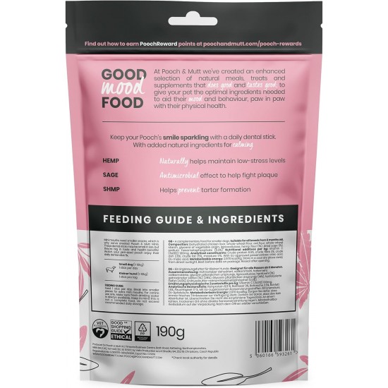 Pooch & Mutt - Calming Dental Sticks for Dogs, Dental Sticks with Hemp and Sage Flavour for Dogs, 1 Pack of 7 Sticks Pooch & Mutt - Calming Dental Sticks for Dogs, Dental Sticks with Hemp and Sage Flavour for Dogs, 1 Pack of 7 Sticks