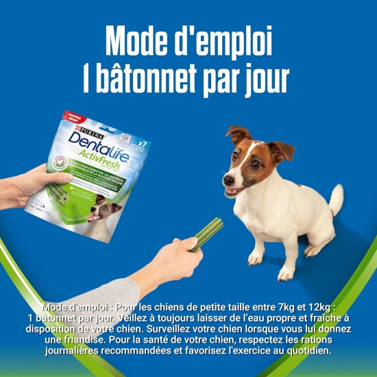 Purina Dentalife ActivFresh Mini Treat for Small Dogs, 7 Chew Sticks, Spirulina and Honey, 1 Piece, 115 g Purina Dentalife ActivFresh Mini Treat for Small Dogs, 7 Chew Sticks, Spirulina and Honey, 1 Piece, 115 g