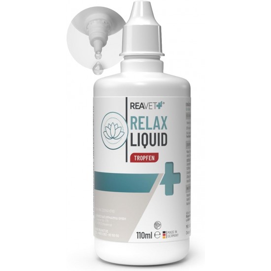 ReaVET Relax Liquid Dogs 110 ml - Soothing Drops with L-Tryptophan, Vitamin B12, Valerian & Melissa I Drops for Relaxed Dog Life I Soothing, Rest, Stress, Nervousness, New Year's Eve & Travel ReaVET Relax Liquid Dogs 110 ml - Soothing Drops with L-Tryptophan, Vitamin B12, Valerian & Melissa I Drops for Relaxed Dog Life I Soothing, Rest, Stress, Nervousness, New Year's Eve & Travel