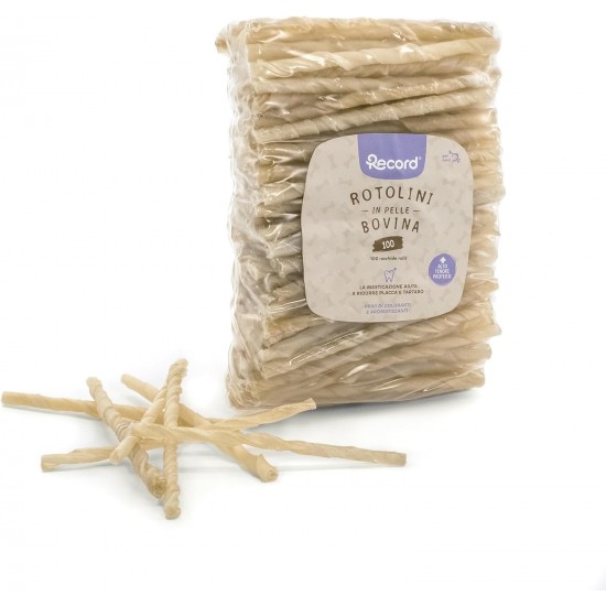 Record 100 Sticks for Medium Dogs Cowhide Leather Dog Chew Toys Pack of 100 Shrunk Plastic Length 13cm and 6g Weight Medium Dogs Record 100 Sticks for Medium Dogs Cowhide Leather Dog Chew Toys Pack of 100 Shrunk Plastic Length 13cm and 6g Weight Medium Dogs