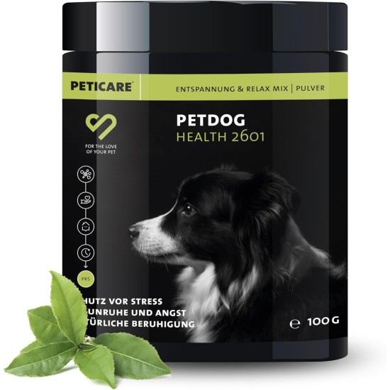 Relax-Mix Powder for Dogs, Soothing Supplementary Food, Natural Ingredients, with Valerian & Ashwagandha, Stress Relief & Relaxation, petDog Health 2601