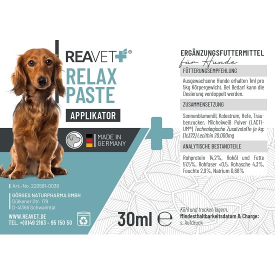 Relax Paste for Dogs 30 ml Applicator - Dog Secondary to Soothing I Natural Paste for Dogs I No Remedium Soothing Agent Relax Paste for Dogs 30 ml Applicator - Dog Secondary to Soothing I Natural Paste for Dogs I No Remedium Soothing Agent