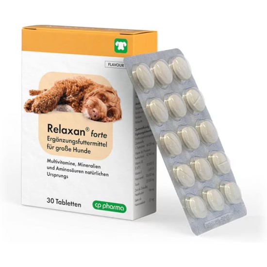 Relaxan Forte | 30 Tablets | Supplementary Feed for Large Dogs | Multivitamins, Minerals and Amino Acids of Natural Origin | For Stress Reactions Relaxan Forte | 30 Tablets | Supplementary Feed for Large Dogs | Multivitamins, Minerals and Amino Acids of Natural Origin | For Stress Reactions