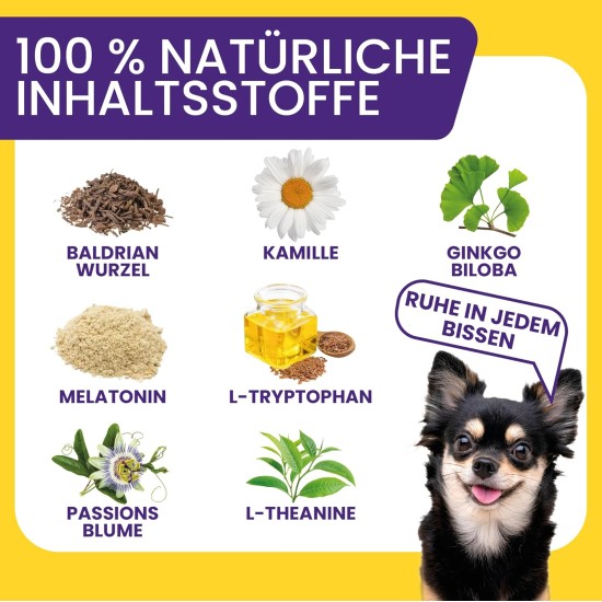 Reliefy Relax Time Soothing Agent for Dogs - 120 Treats with Valerian & Magnesium - Relaxation & Anti-Stress Agent - Delicious Snacks Peace & Relaxation Dog for Anxiety / Stress Reliefy Relax Time Soothing Agent for Dogs - 120 Treats with Valerian & Magnesium - Relaxation & Anti-Stress Agent - Delicious Snacks Peace & Relaxation Dog for Anxiety / Stress