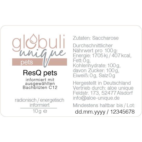 ResQ Pets Bach Flowers Relax Scattering Balls · Dog & Cat · For Anxiety, Stress, Panic, for Soothing, Thunderstorms, New Year's Eve, for Animals · globuli unique · 10 g Approx. 1100 Pieces ResQ Pets Bach Flowers Relax Scattering Balls · Dog & Cat · For Anxiety, Stress, Panic, for Soothing, Thunderstorms, New Year's Eve, for Animals · globuli unique · 10 g Approx. 1100 Pieces