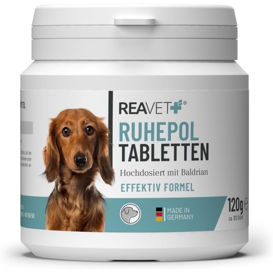 Ruhepol Tablets for Dogs Pack of 120 - with Valerian and St. John's Wort I Feel Good, Move, New Year's Eve, Loss with High Acceptance Ruhepol Tablets for Dogs Pack of 120 - with Valerian and St. John's Wort I Feel Good, Move, New Year's Eve, Loss with High Acceptance
