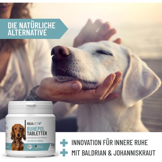 Ruhepol Tablets for Dogs Pack of 120 - with Valerian and St. John's Wort I Feel Good, Move, New Year's Eve, Loss with High Acceptance Ruhepol Tablets for Dogs Pack of 120 - with Valerian and St. John's Wort I Feel Good, Move, New Year's Eve, Loss with High Acceptance