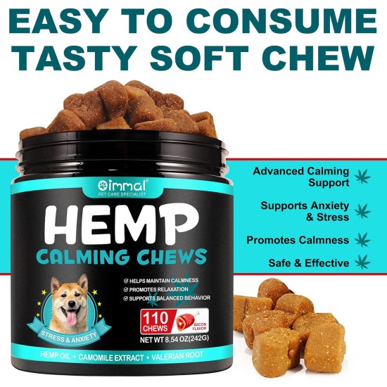 Smddx Relaxation & Anti-Stress for Dogs, Calming Treats for Calm, Promote Relaxation, Relieve Dogs from Anxiety, Stress, Delicious and Healthy Snack Bacon Seasoned, Pack of 110 Smddx Relaxation & Anti-Stress for Dogs, Calming Treats for Calm, Promote Relaxation, Relieve Dogs from Anxiety, Stress, Delicious and Healthy Snack Bacon Seasoned, Pack of 110