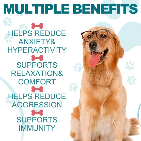 Smddx Relaxation & Anti-Stress for Dogs, Calming Treats for Calm, Promote Relaxation, Relieve Dogs from Anxiety, Stress, Delicious and Healthy Snack Bacon Seasoned, Pack of 110 Smddx Relaxation & Anti-Stress for Dogs, Calming Treats for Calm, Promote Relaxation, Relieve Dogs from Anxiety, Stress, Delicious and Healthy Snack Bacon Seasoned, Pack of 110