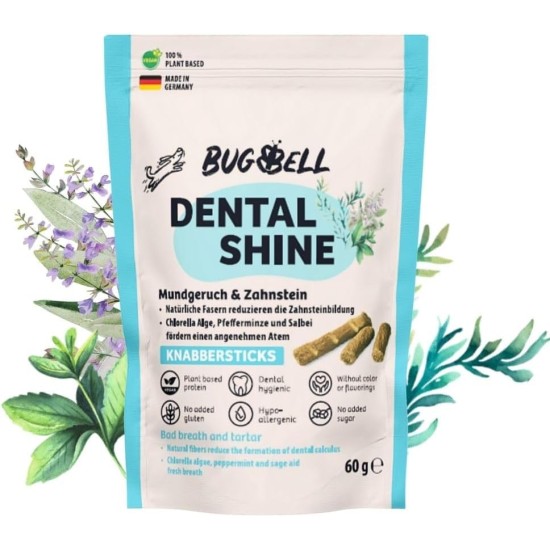 Softe Knabbersticks für Hunde 60g, Mundgeruch & Zahnstein, Fettreduziert & Pflanzlich, fördert angenehmen Atem & Zahnsteinreduzierung, Chlorella, Salbei, Pfefferminze Softe Knabbersticks für Hunde 60g, Mundgeruch & Zahnstein, Fettreduziert & Pflanzlich, fördert angenehmen Atem & Zahnsteinreduzierung, Chlorella, Salbei, Pfefferminze
