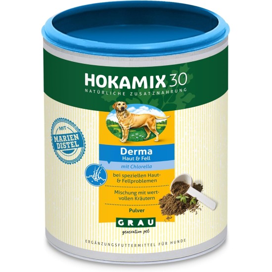 The Original - HOKAMIX30 Derma for Skin Problems for Shiny Coat and Healthy Skin, Pack of 1 (1 x 350 g), Supplementary Feed for Dogs The Original - HOKAMIX30 Derma for Skin Problems for Shiny Coat and Healthy Skin, Pack of 1 (1 x 350 g), Supplementary Feed for Dogs