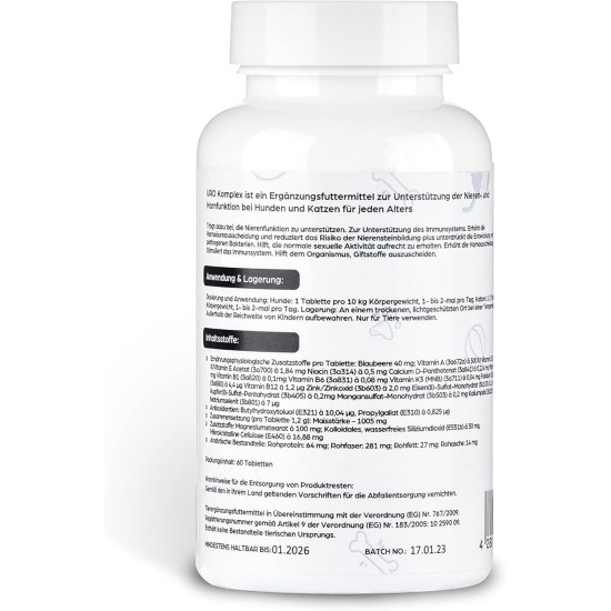 URO Complex Feed Supplement to Support Kidney & Urinary Function in Dogs & Cats 60 Tablets - Supplementary Feed for the Prevention of Renal Insufficiency URO Complex Feed Supplement to Support Kidney & Urinary Function in Dogs & Cats 60 Tablets - Supplementary Feed for the Prevention of Renal Insufficiency