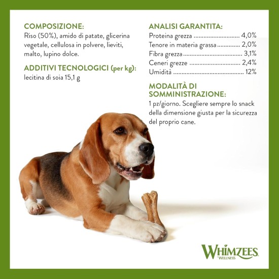 WHIMZEES Natural Gluten-free Dental Care Snacks, Chew Sticks for Dogs, Rice Bone, L, 9 x 60g WHIMZEES Natural Gluten-free Dental Care Snacks, Chew Sticks for Dogs, Rice Bone, L, 9 x 60g