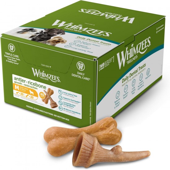 WHIMZEES Natural Gluten-free Dental Care Snacks, Chew Sticks for Dogs, Rice Bone, L, 9 x 60g WHIMZEES Natural Gluten-free Dental Care Snacks, Chew Sticks for Dogs, Rice Bone, L, 9 x 60g