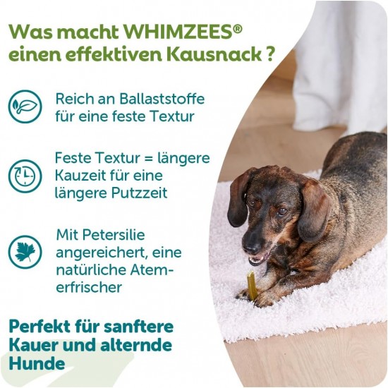 WHIMZEES Soft Stix Extra Small 56 Pieces Softer Chew Sticks for Very Small Dogs for Dental Care, Gentle Care, Suitable for Aging Dogs, No Added Sugar, Grain Free WHIMZEES Soft Stix Extra Small 56 Pieces Softer Chew Sticks for Very Small Dogs for Dental Care, Gentle Care, Suitable for Aging Dogs, No Added Sugar, Grain Free