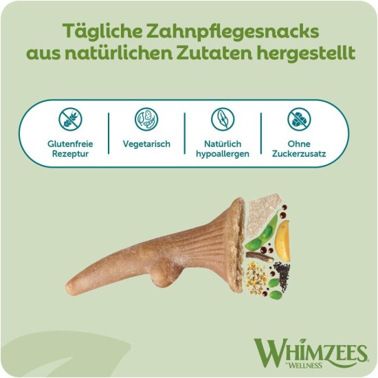 WHIMZEES by Wellness Antler Antler Dog Snack for Medium Dogs, Medium, Pack of 12, Calming, No Added Sugar, Grain-Free, Natural, Low Fat WHIMZEES by Wellness Antler Antler Dog Snack for Medium Dogs, Medium, Pack of 12, Calming, No Added Sugar, Grain-Free, Natural, Low Fat