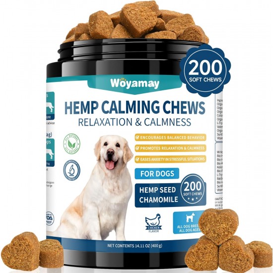 Woyamay Calming Agents for Dogs, Pack of 200 Natural Sedative Snacks for Dogs, Against Separation Anxiety, Barking, Fireworks & Thunderstorms - For All Dog Breeds, Chicken Flavour Woyamay Calming Agents for Dogs, Pack of 200 Natural Sedative Snacks for Dogs, Against Separation Anxiety, Barking, Fireworks & Thunderstorms - For All Dog Breeds, Chicken Flavour