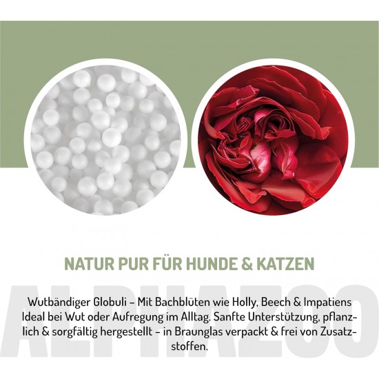 alphazoo Anger Bach Flowers for Dogs and Cats, 15 g, Globules Against Aggression, Natural Soothing, Proven Blend According to Dr. Bach alphazoo Anger Bach Flowers for Dogs and Cats, 15 g, Globules Against Aggression, Natural Soothing, Proven Blend According to Dr. Bach
