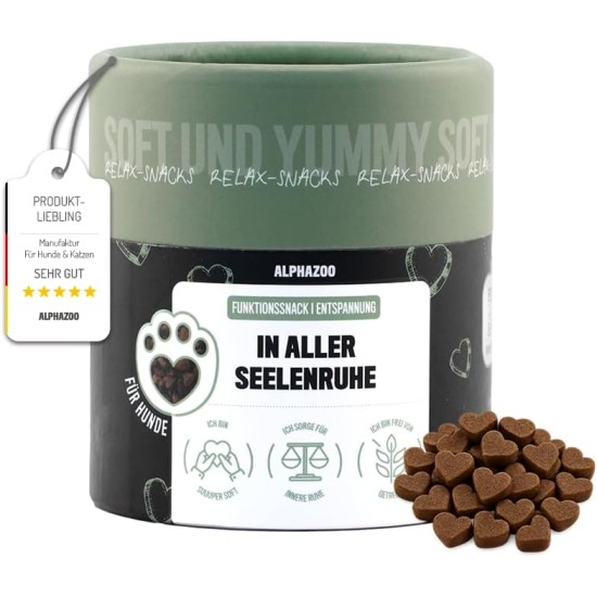 alphazoo In Aller Seelenruhe 60 g I Soft Dog Treats I Extra Soft Sedative Treats Against Stress and Anxiety I Relaxation & Anti-Stress Agent Relax Time I Dog Treats Valerian alphazoo In Aller Seelenruhe 60 g I Soft Dog Treats I Extra Soft Sedative Treats Against Stress and Anxiety I Relaxation & Anti-Stress Agent Relax Time I Dog Treats Valerian