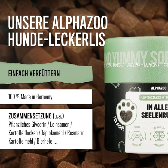 alphazoo In Aller Seelenruhe 60 g I Soft Dog Treats I Extra Soft Sedative Treats Against Stress and Anxiety I Relaxation & Anti-Stress Agent Relax Time I Dog Treats Valerian alphazoo In Aller Seelenruhe 60 g I Soft Dog Treats I Extra Soft Sedative Treats Against Stress and Anxiety I Relaxation & Anti-Stress Agent Relax Time I Dog Treats Valerian