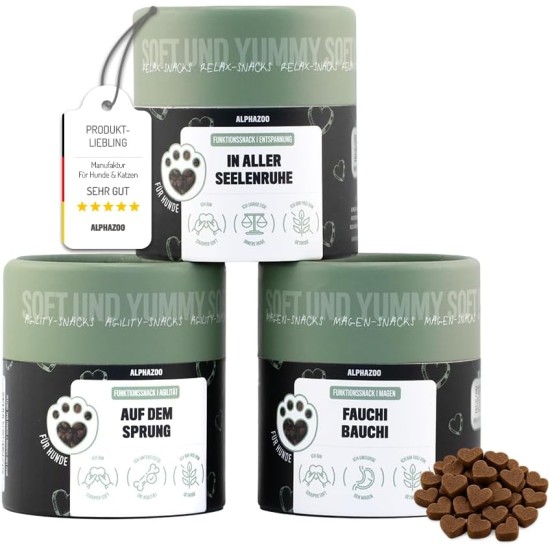 alphazoo In Aller Seelenruhe 60 g I Soft Dog Treats I Extra Soft Sedative Treats Against Stress and Anxiety I Relaxation & Anti-Stress Agent Relax Time I Dog Treats Valerian alphazoo In Aller Seelenruhe 60 g I Soft Dog Treats I Extra Soft Sedative Treats Against Stress and Anxiety I Relaxation & Anti-Stress Agent Relax Time I Dog Treats Valerian
